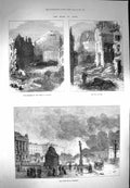 Old Antique Print 1871 Place De La Concorde Rue Du Bac Theatre St. Martin 19th