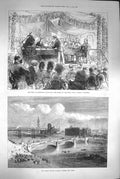 Old Antique Print 1871 Duke Edinburgh Naval School Albert Bridge Glasgow 19th