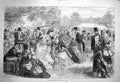 Original Old Antique Print 1871 Queen Garden Party Buckingham Palace London