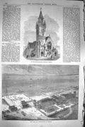 Original Old Antique Print 1871 Assembly Rooms Southsea Smithfield Martyrs 19th