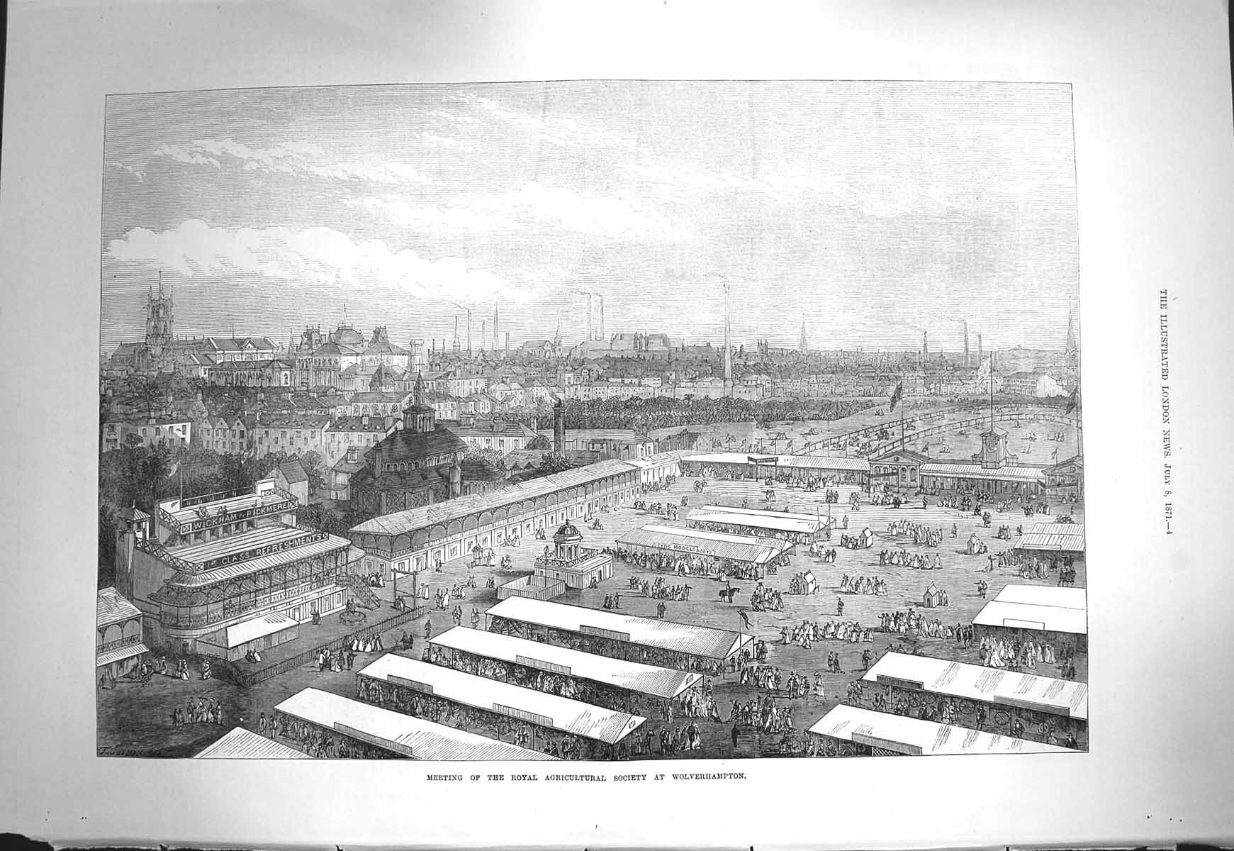 Old Antique Print 1871 Meeting Royal Agricultural Society Wolverhampton 19th
