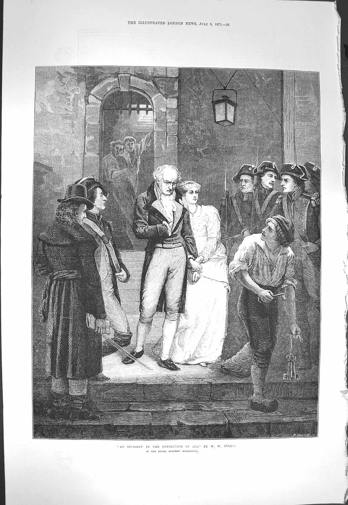 Original Old Antique Print 1871 Incident Revolution Man Lady Prisoners Fine Art
