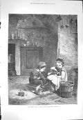 Original Old Antique Print 1871 Patient Children Toys Doll Frere F Victorian