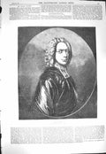 Original Old Antique Print 1871 Portrait Isaac Watts National Gallery Victorian