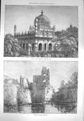 Original Old Antique Print 1871 Tomb King Rahim Beejapoor India Palace Justice
