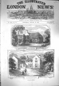 Original Old Antique Print 1871 Scott Centenary Ashestiel Lasswade Scotland
