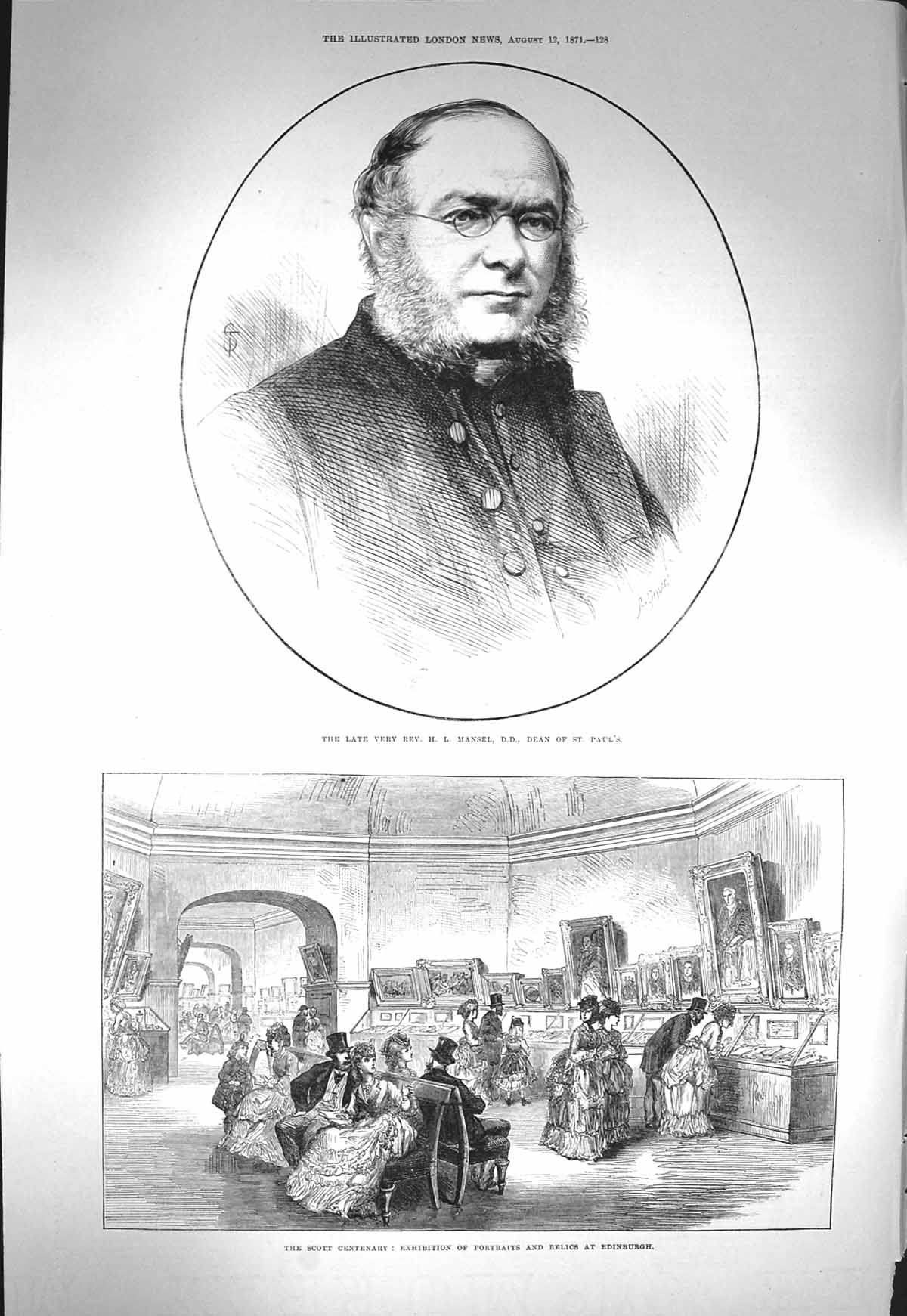 Old Antique Print 1871 Rev. Mansel Dean Paul'S Scott Centenary Edinburgh 19th