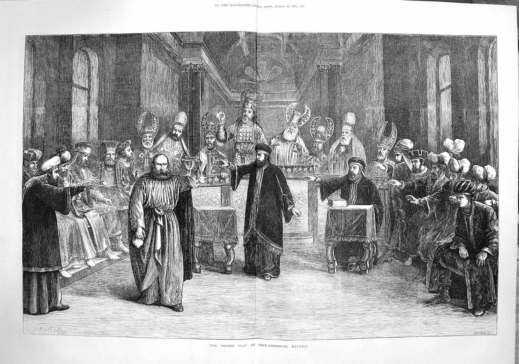 Old Antique Print *3646 1871 Passion Play Ober-Ammergau Bavaria Fine Art