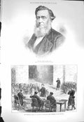 Original Old Antique Print 1871 Portrait Rev. John H James Communist Versailles