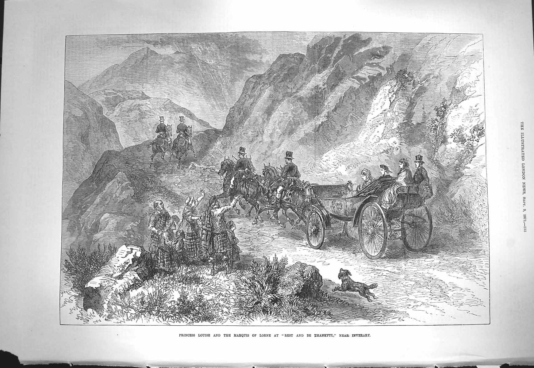 Antique Old Print *3648 1871 Princess Louise Marquis Lorne Inverary Scotland