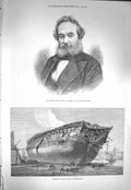 Original Old Antique Print 1871 Francis Pettit Smith Inventor Propeller Shi 19th