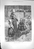 Original Old Antique Print 1871 Breton Women Pardon Children Dresses Skill 19th