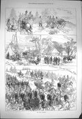 Original Old Antique Print 1871 Home Campaign Siers Artillery Chobham Ridges