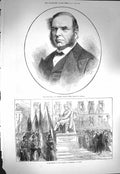 Old Antique Print 1871 Norman Deputy Chief Bengal Statue Paleocapa Turin 19th