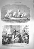 Old Antique Print 1871 Screw Steam Ship Viceroy Suez Vaudeville Theatre 19th