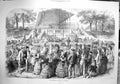 Original Old Antique Print 1871 Trinkhalle Spa Homburg Ladies MenVictorian
