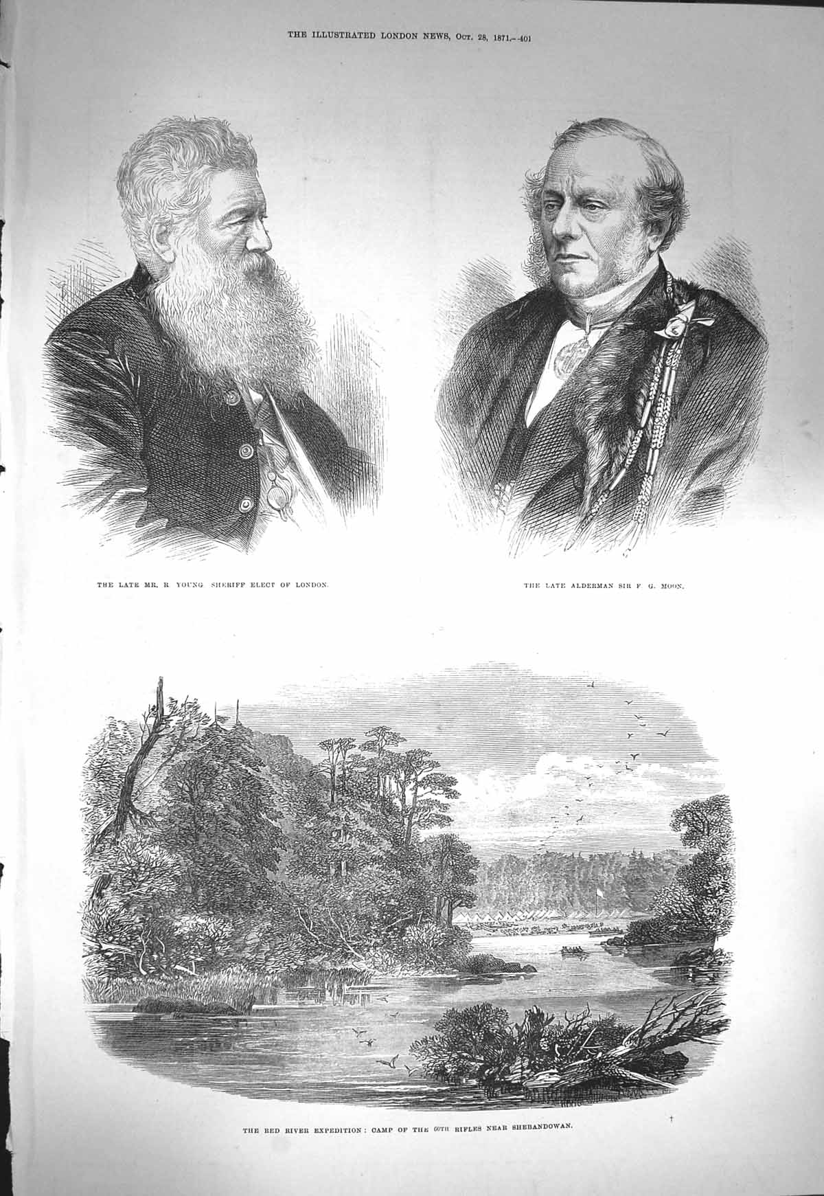 Antique Print *3652 1871 Red River Camp Shebandowan Young Sheriff Alderman