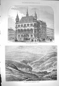 Old Antique Print 1871 Reform Club Manchester Burn Vat Ballater Deeside 19th
