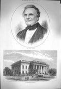 Original Old Antique Print 1871 Portrait Babbage Courthouse Calcutta India 19th