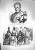 Old Antique Print 1871 Field-Marshal Pollock Tower London Paris Fashion 19th