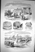 Original Old Antique Print 1871 Siege Operations Chatham Stockade Gun-Cotton