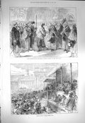 Old Antique Print 1871 Lady Burdett-Coutts Columbia Market Mayor Victoria 19th