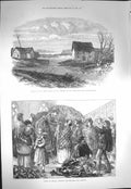 Original Old Antique Print 1871 Chicago Wolf'S Point River Refugees Clothing