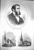 Original Old Antique Print 1871 George Jessel James'S Church Camberwell Fosdyke