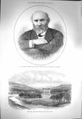 Original Old Antique Print 1871 Sirling Maxwell Keir Edinburgh Duff House Banff