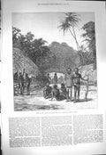 Original Old Antique Print 1871 Scene Murder Bishop Patteson Santa Cruz Pacific