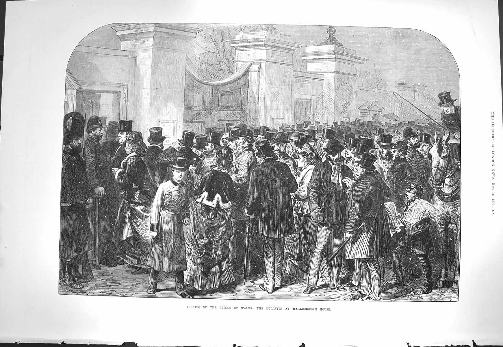 Original Old Antique Print 1871 Illness Prince Wales Marlborough House Mansion