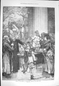 Original Old Antique Print 1871 Festival Presepe Ara Coeli Church Capitol Rome