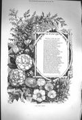 Original Old Antique Print 1871 Bringing In The New Year Wreath Song Angels