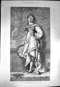 Original Old Antique Print 1872 La Regina Venetian Dancing Girl Elihu Vedder