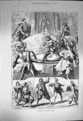 Original Old Antique Print 1872 Pantomimes Crystal Palace Drury Lane Victorian