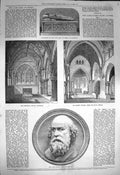 Old Antique Print 1872 Monument Earl Derby Robert Lauder Chapel Knowsley 19th