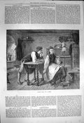Original Old Antique Print 1872 Making Love Romance Man Woman Lasch Victorian