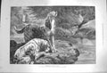 Original Old Antique Print 1872 Otter Hounds Dogs Hunting River 19th
