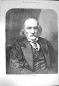 Original Old Antique Print 1872 Portrait Professor Richa 19th Century