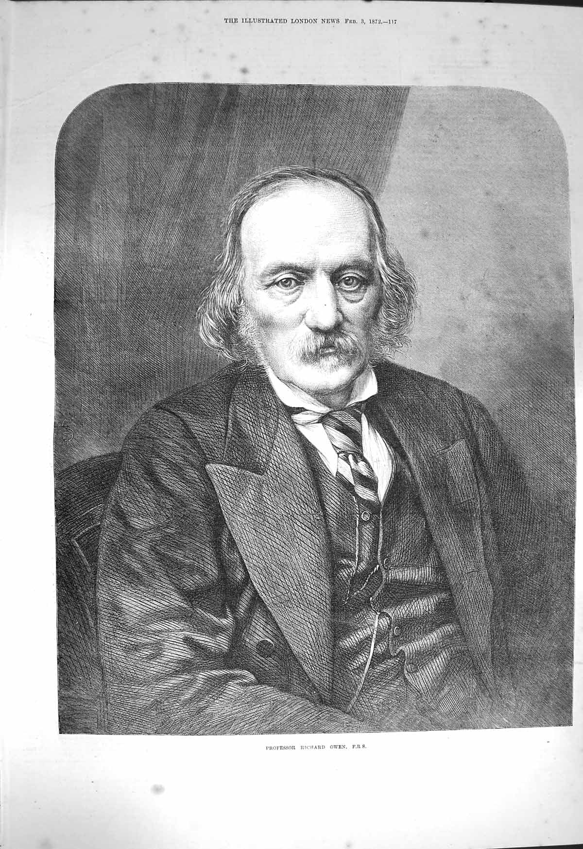 Original Old Antique Print 1872 Portrait Professor Richa 19th Century