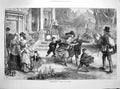 Original Old Antique Print 1872 Valentine'S Day Postman Letters Mail Children