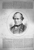 Original Old Antique Print 1872 Portrait Brand Speaker House Commons Parliament
