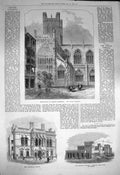 Original Old Antique Print 1872 Chester Cathedral Townhall Poplar Andaman Blair
