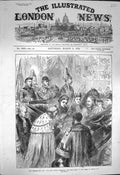 Original Old Antique Print 1872 Thanksgiving Day Lord Mayor Sword Queen Temple