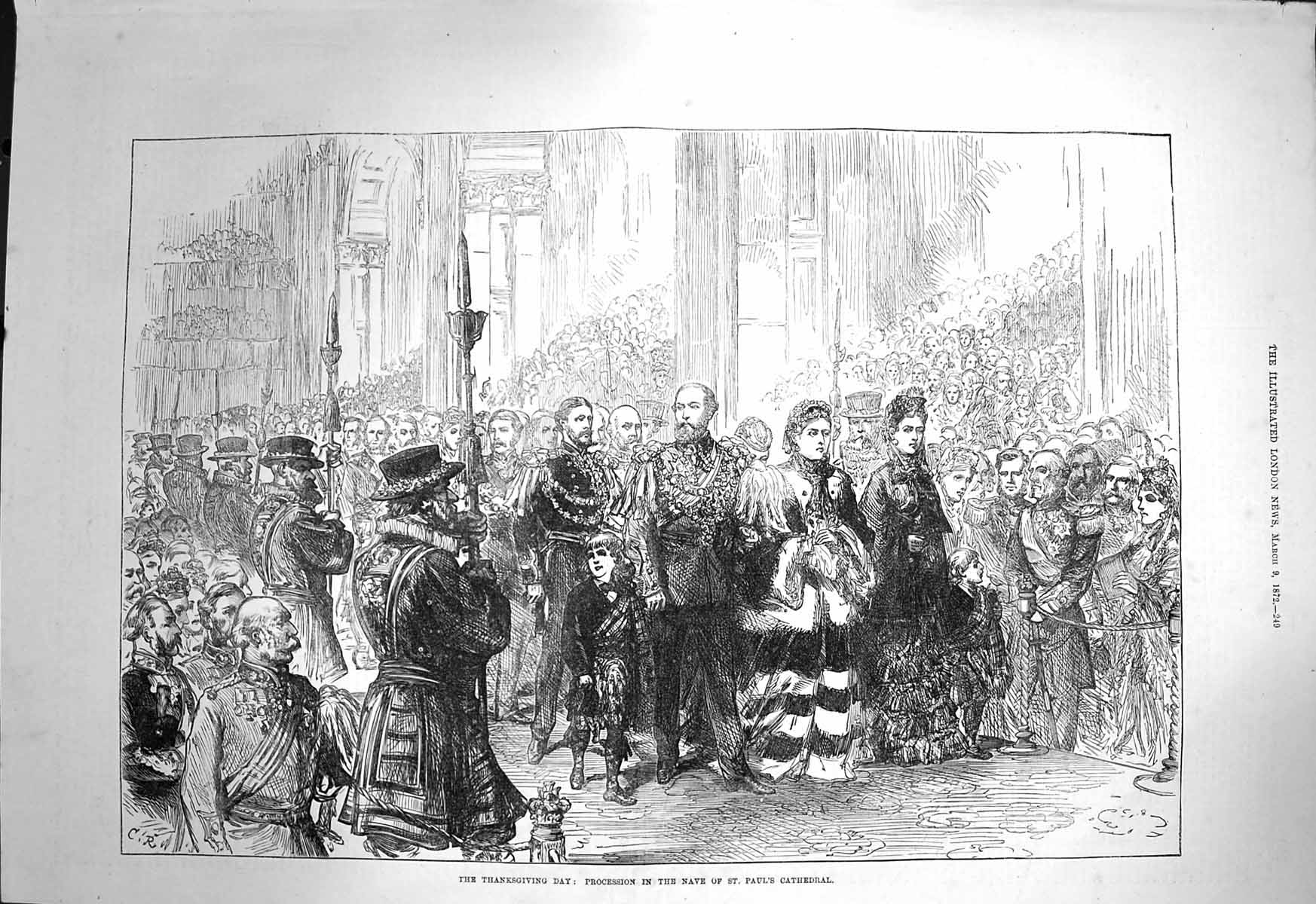Old Antique Print 1872 Thanksgiving Day Procession Nave Paul'S Cathedral 19th