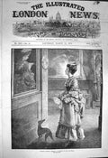 Original Old Antique Print 1872 Fashion Repeats Itself Art Painting Lady Hall
