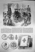 Old Antique Print 1872 Tichborne Court Newgate Thanksgiving Bible Medal 19th