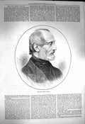 Original Old Antique Print 1872 Portrait Joseph Mazzini Pis 19th