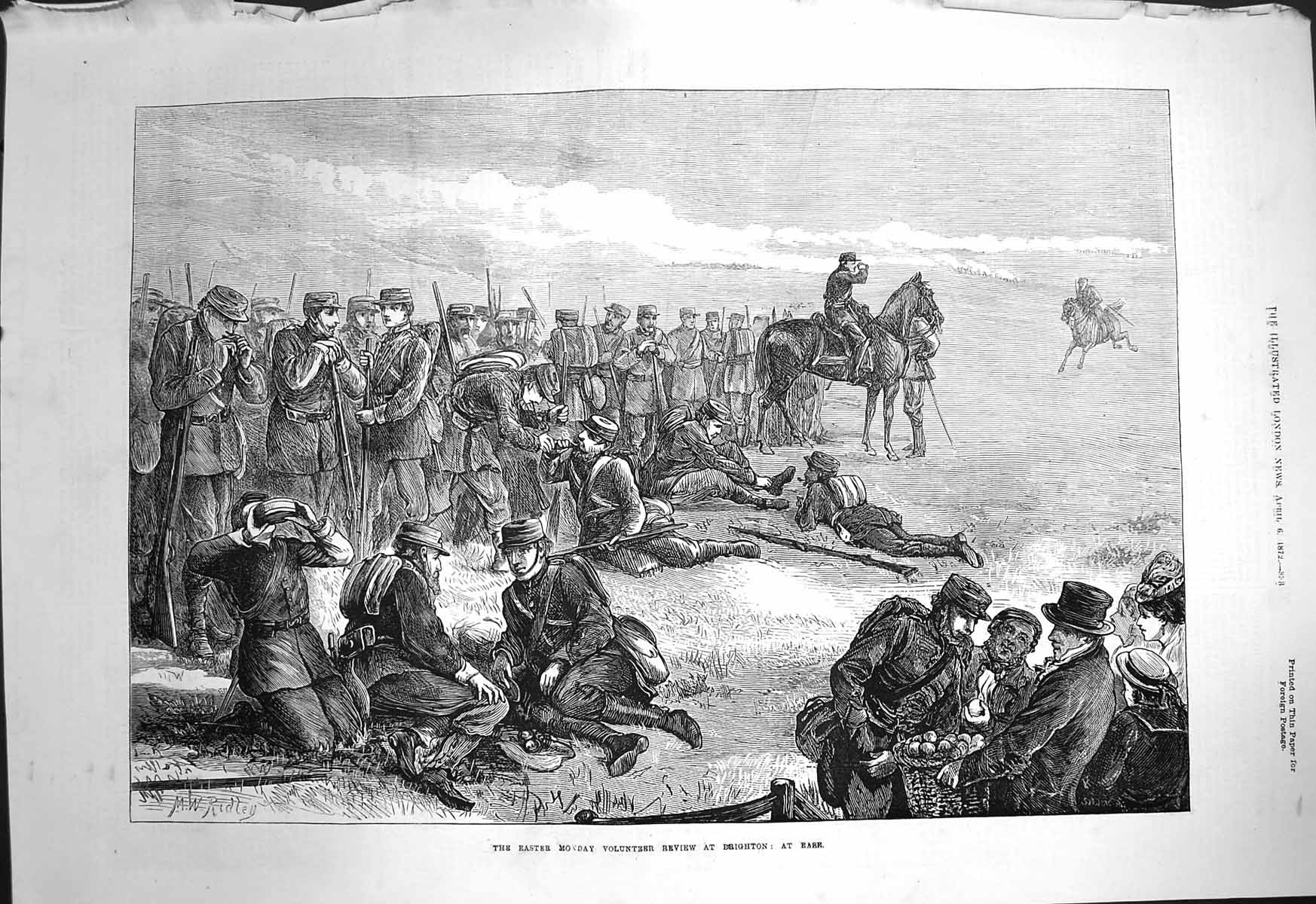 Antique Old Print Ref.97 1872 Easter Monday Volunteer Review Brighton Siers