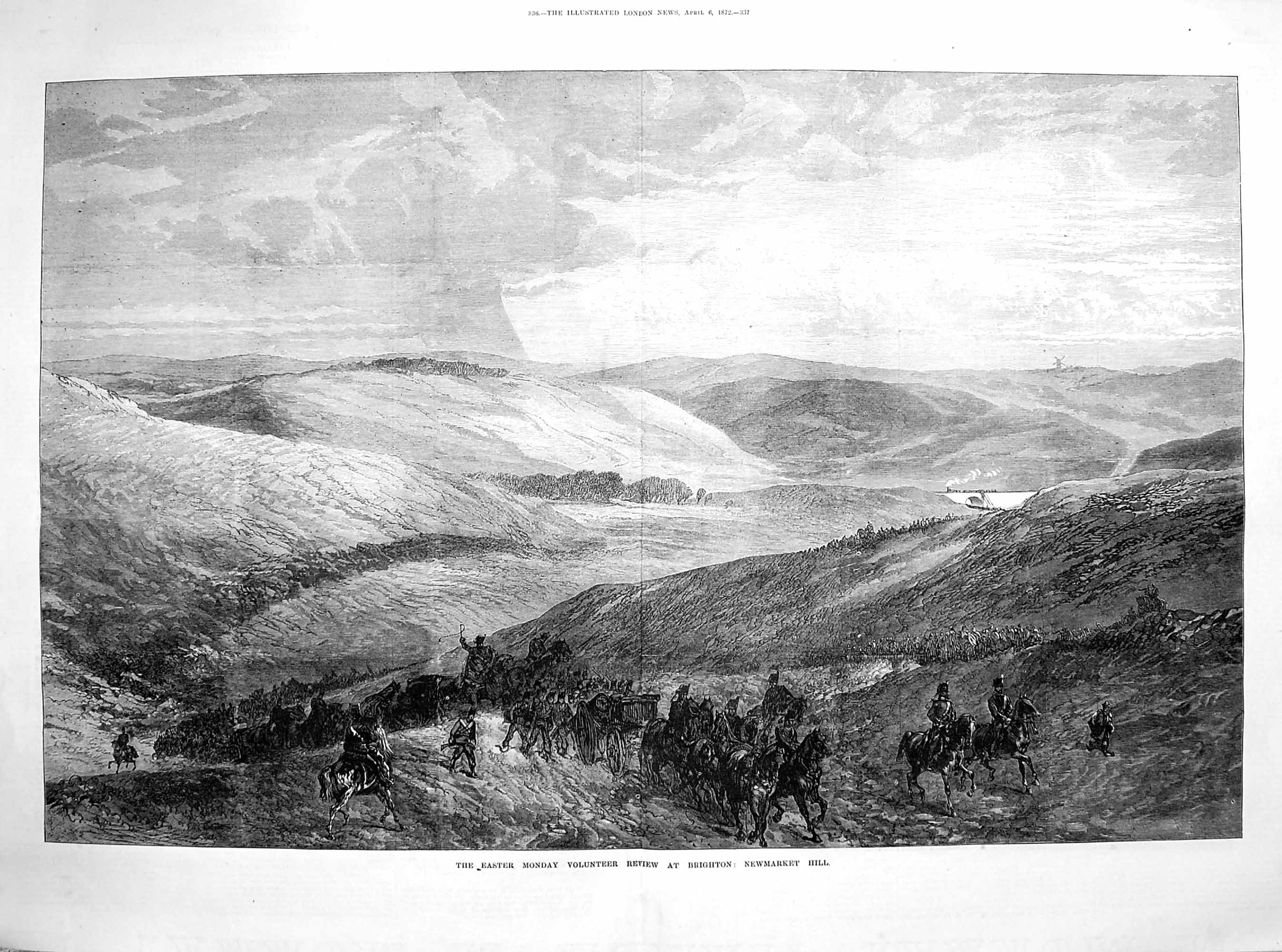 Antique Print *3660 1872 Easter Monday Volunteer Review Brighton Newmarket